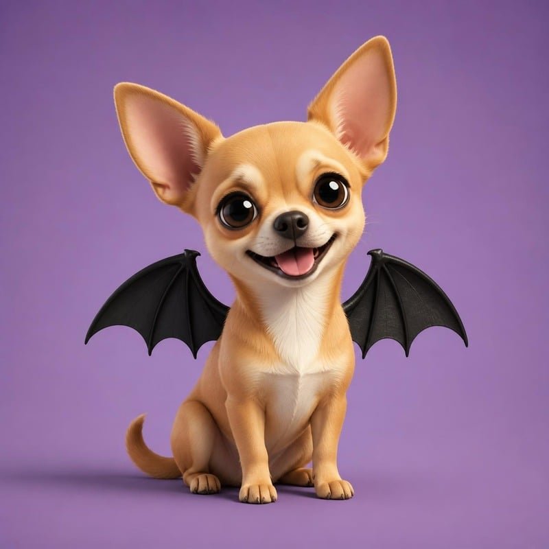 Chihuahua con alas de murciélago de Halloween