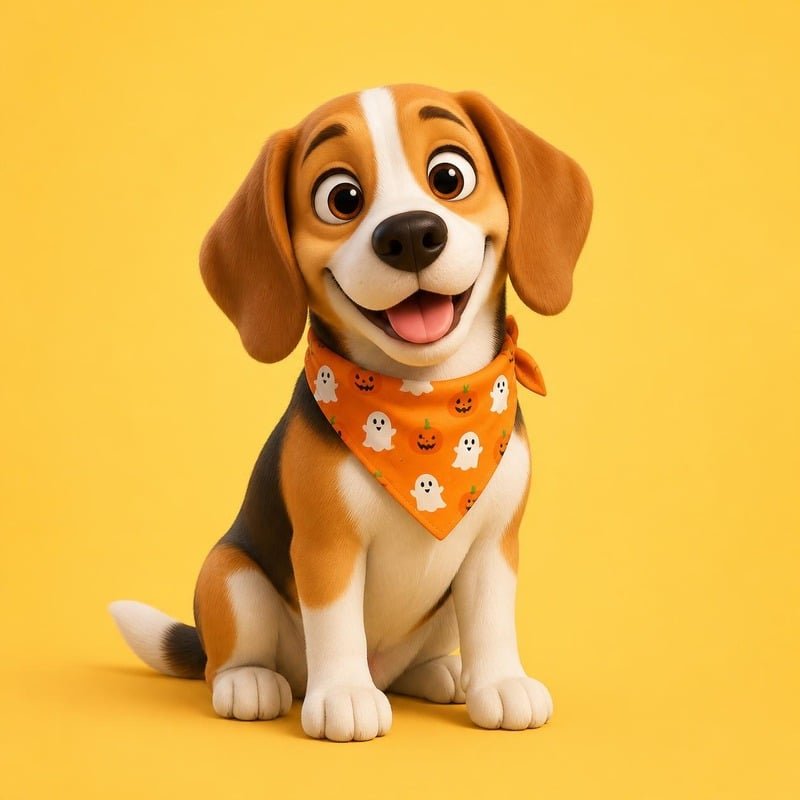 Beagle con bandana de Halloween