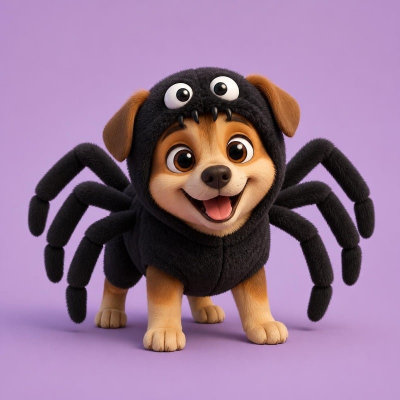 Perro con disfraz de araña de Halloween